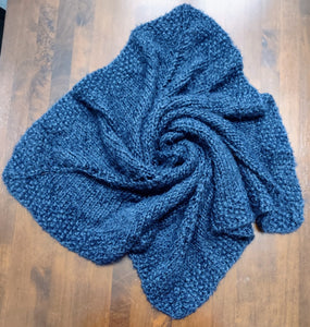 Dark Blue Knit Baby Blanket