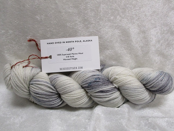 Silver Hand Dyed Yarn Worsted Gray Yarn Ready to Ship Superwash Merino Wool  